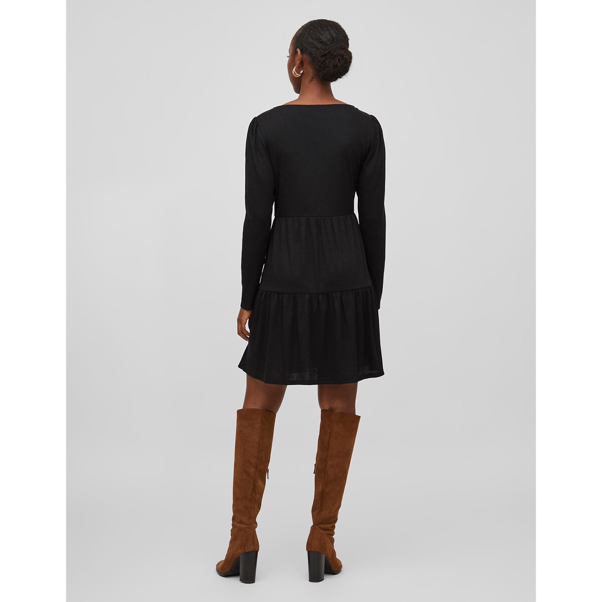 Платье С воланами V-образный вырез XL черный LaRedoute, размер XL - фото 3
