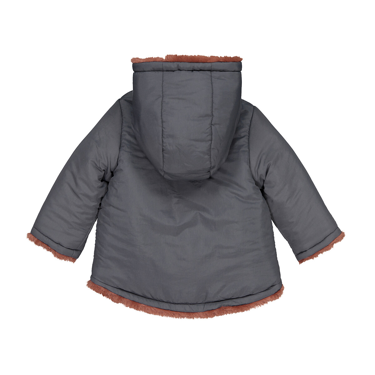 Пальто La Redoute Утепленное двустороннее с капюшоном 1 мес-3 года 3 года - 94 см каштановый, размер 3 года - 94 см - фото 2
