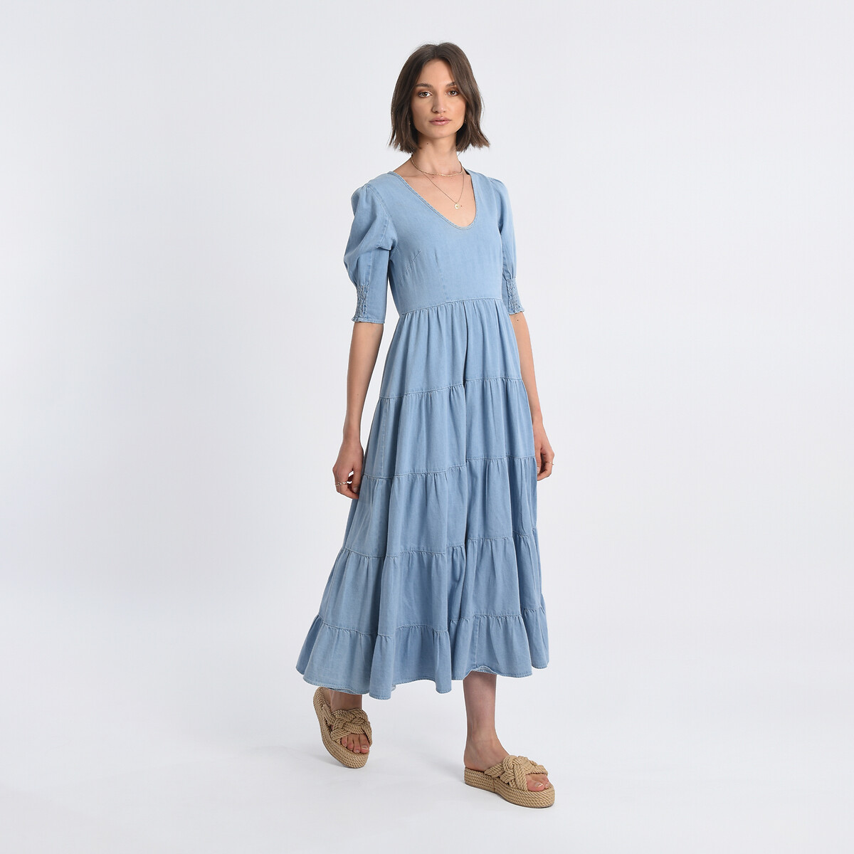 Платье Длинное с воланами XL синий LaRedoute, размер XL - фото 3