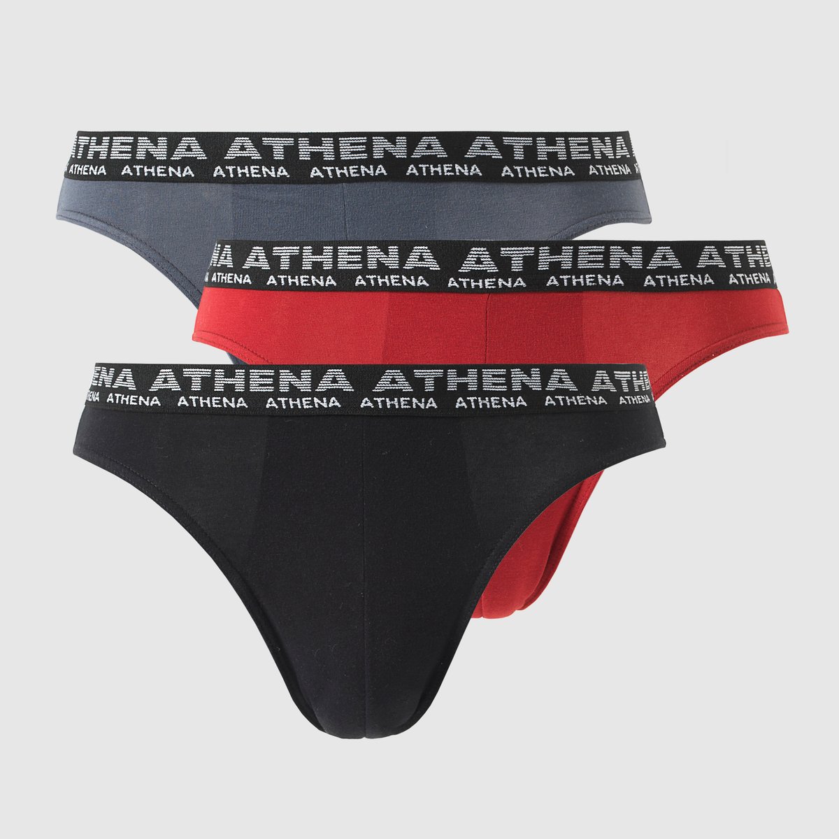 

3 трусов-слипов мужских ATHENA BASIC STRETCH, Перечный + красный + черный