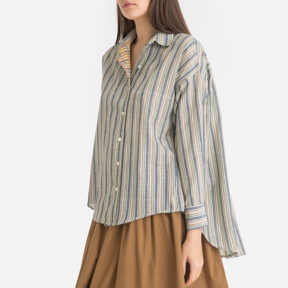 

Блузка LaRedoute, Бежевый, В полоску с длинными рукавами 1(S) бежевый