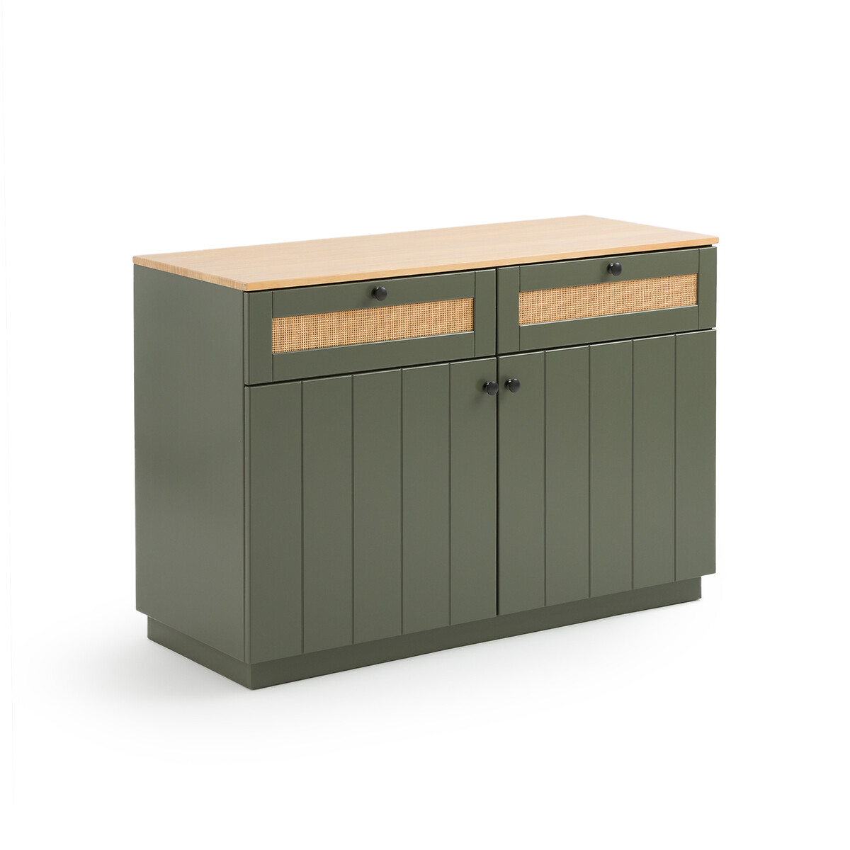 Шкаф для посуды с двумя дверцами и двумя ящиками из сосны Nourry единый размер зеленый полка с двумя нишами archy единый размер зеленый