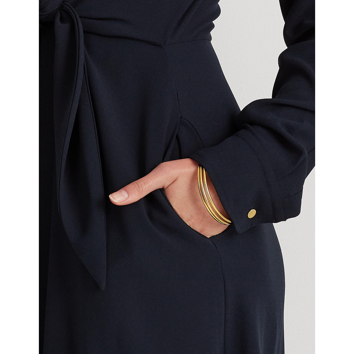 Платье-рубашка LaRedoute С ремешком и длинными рукавами 38 (FR) - 44 (RUS) синий, размер 38 (FR) - 44 (RUS) С ремешком и длинными рукавами 38 (FR) - 44 (RUS) синий - фото 3