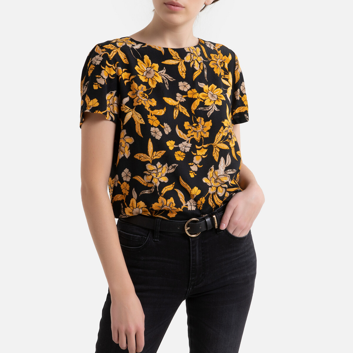 

Блузка VERO MODA, Оранжевый, Блузка С цветочным принтом короткими рукавами круглым вырезом XS оранжевый