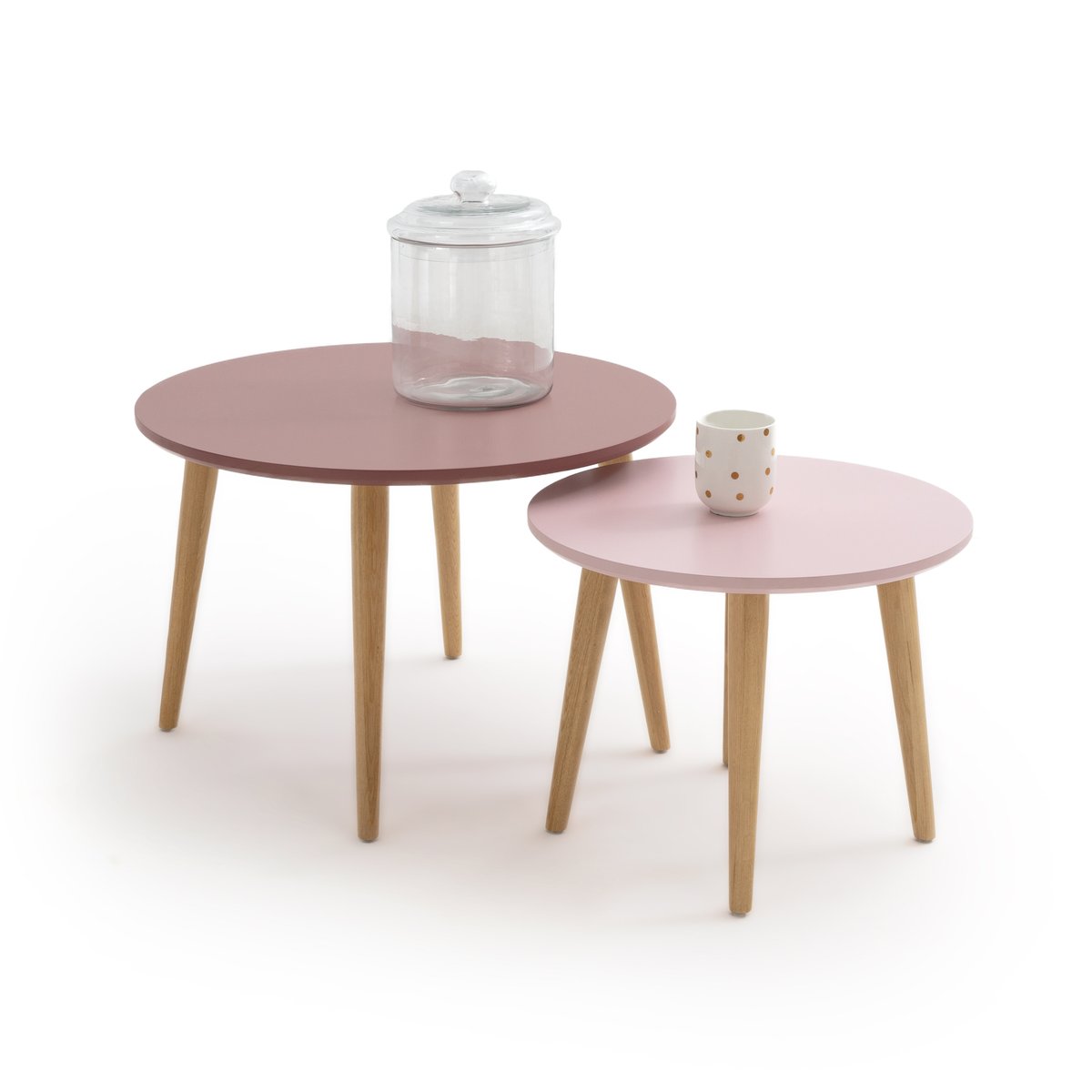 Комплект из 2 журнальных столиков-матрешек LaRedoute Комплект из 2 журнальных столиков-матрешек Jimi единый размер розовый