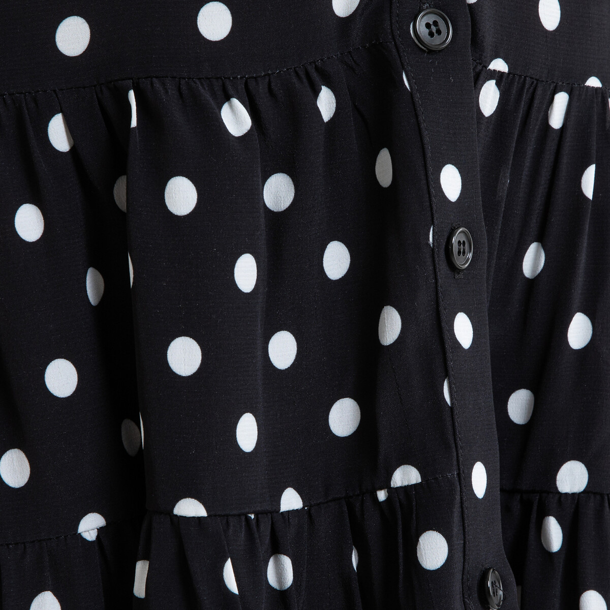 Платье La Redoute Короткое расклешенное в горошек RITA 40 (FR) - 46 (RUS) черный, размер 40 (FR) - 46 (RUS) Короткое расклешенное в горошек RITA 40 (FR) - 46 (RUS) черный - фото 4