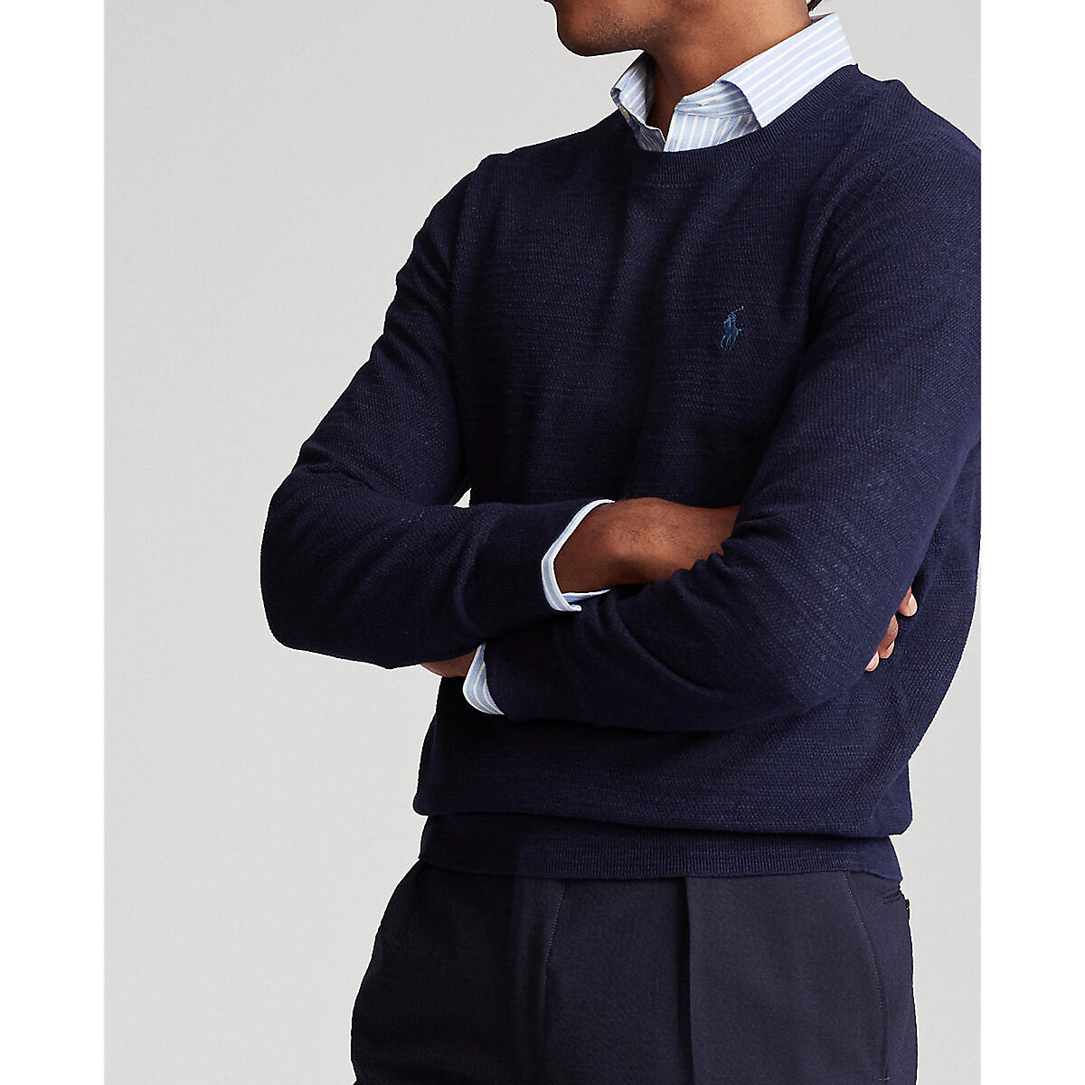 Пуловер POLO RALPH LAUREN С круглым вырезом из хлопкового трикотажа XL синий, размер XL - фото 3