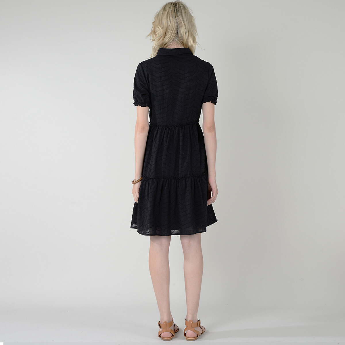 Платье LaRedoute Из хлопка на пуговицах рубашечный воротник L черный, размер L - фото 3