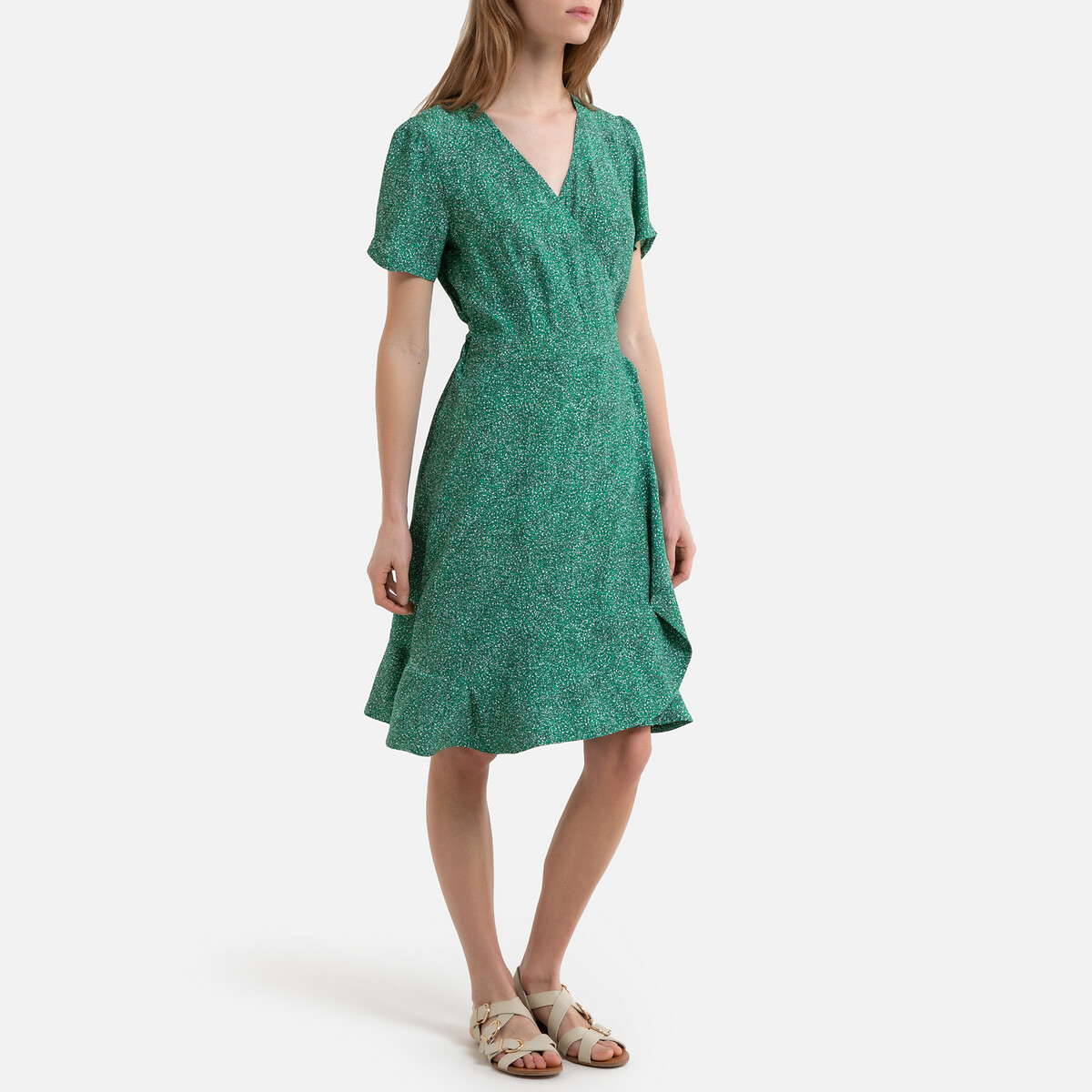 Платье La Redoute С запахом с короткими рукавами PERRINE 36 (FR) - 42 (RUS) зеленый, размер 36 (FR) - 42 (RUS) С запахом с короткими рукавами PERRINE 36 (FR) - 42 (RUS) зеленый - фото 2