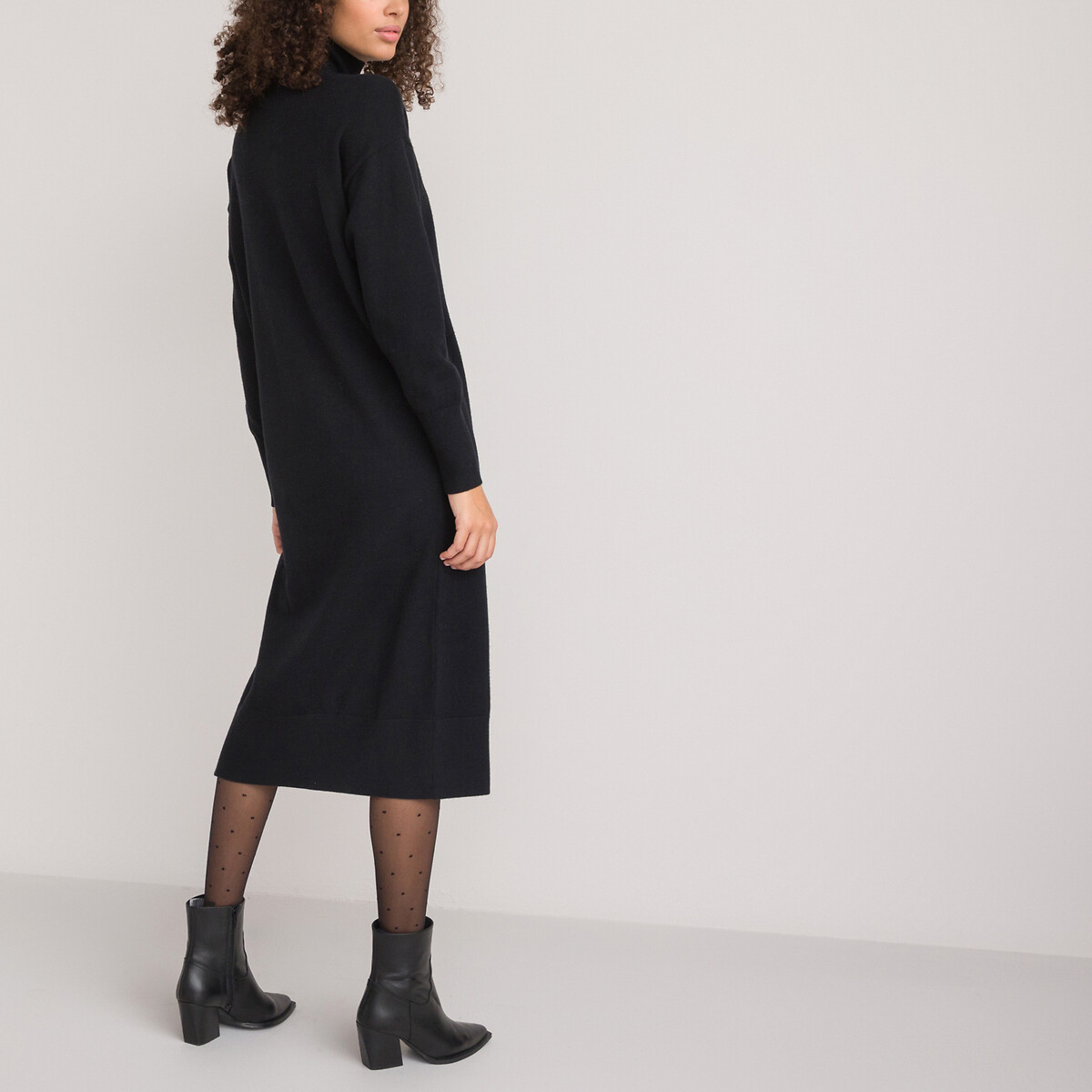 Платье-пуловер воротник с отворотом длинные рукава  XXL черный LaRedoute, размер XXL - фото 4