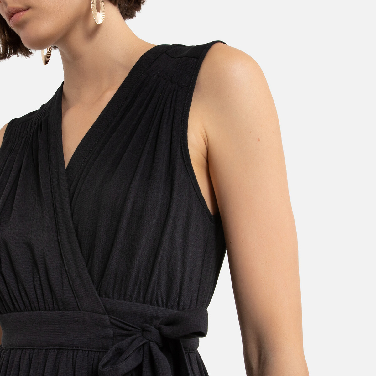 Платье-миди LaRedoute Без рукавов V-образный вырез 2(M) черный, размер 2(M) Без рукавов V-образный вырез 2(M) черный - фото 2