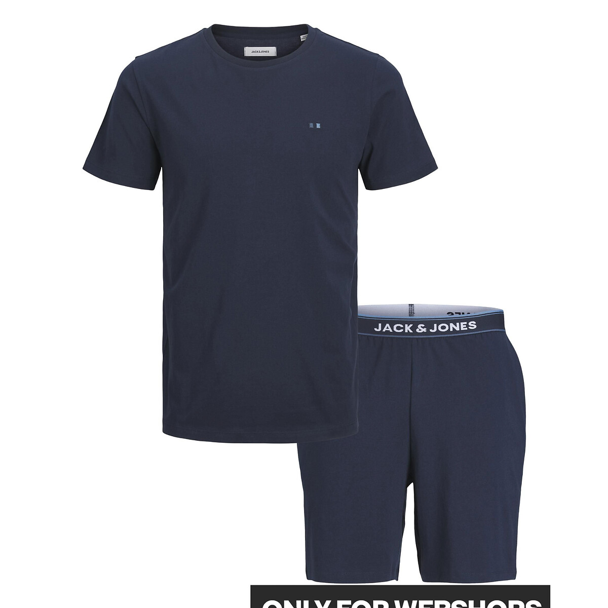 Пижама С шортами однотонная с поясом на резинке S синий LaRedoute, размер S
