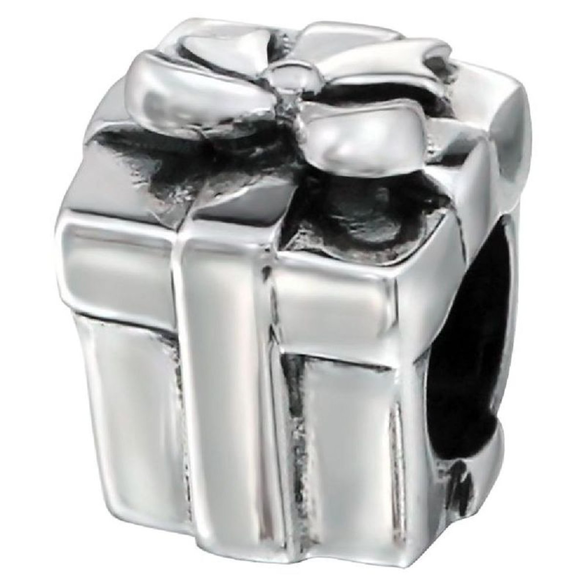 Charm Paquet Cadeau Noeud Ruban - Charms Compatibles Pandora, Trollbeads, Chamilia, Biagi - Argent 925