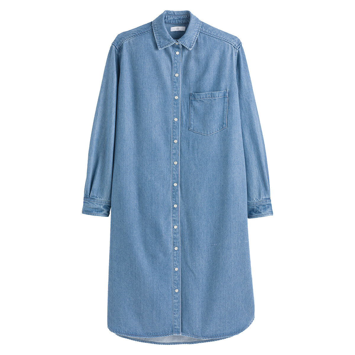 Платье-рубашка Длинное с длинными рукавами 56 синий LaRedoute, размер 56 - фото 5