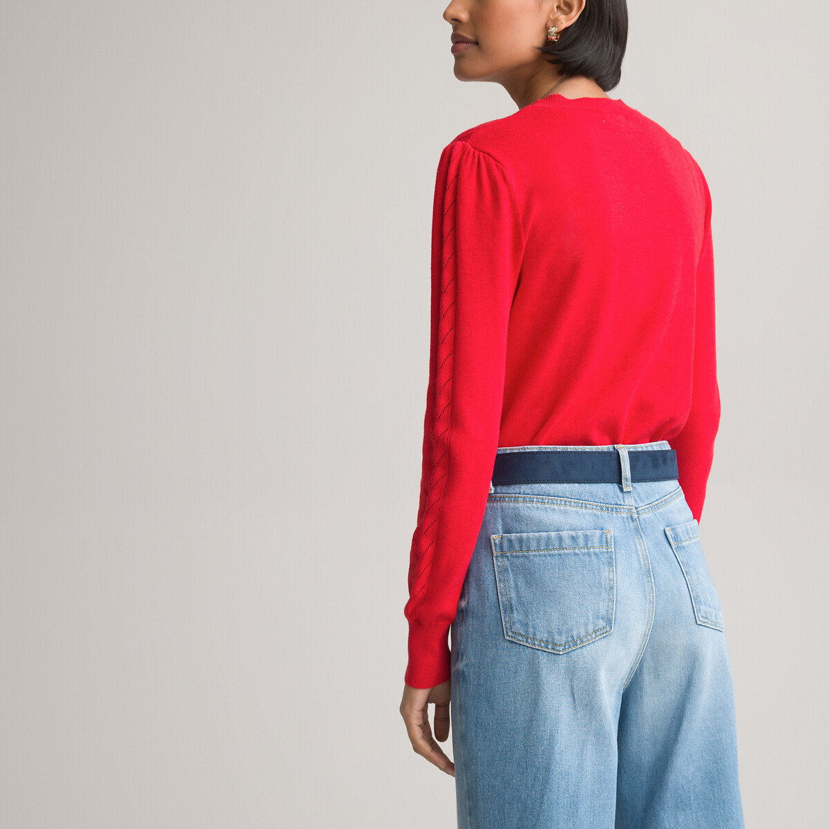 Пуловер LA REDOUTE COLLECTIONS С круглым вырезом из трикотажа пуантель S красный, размер S - фото 4
