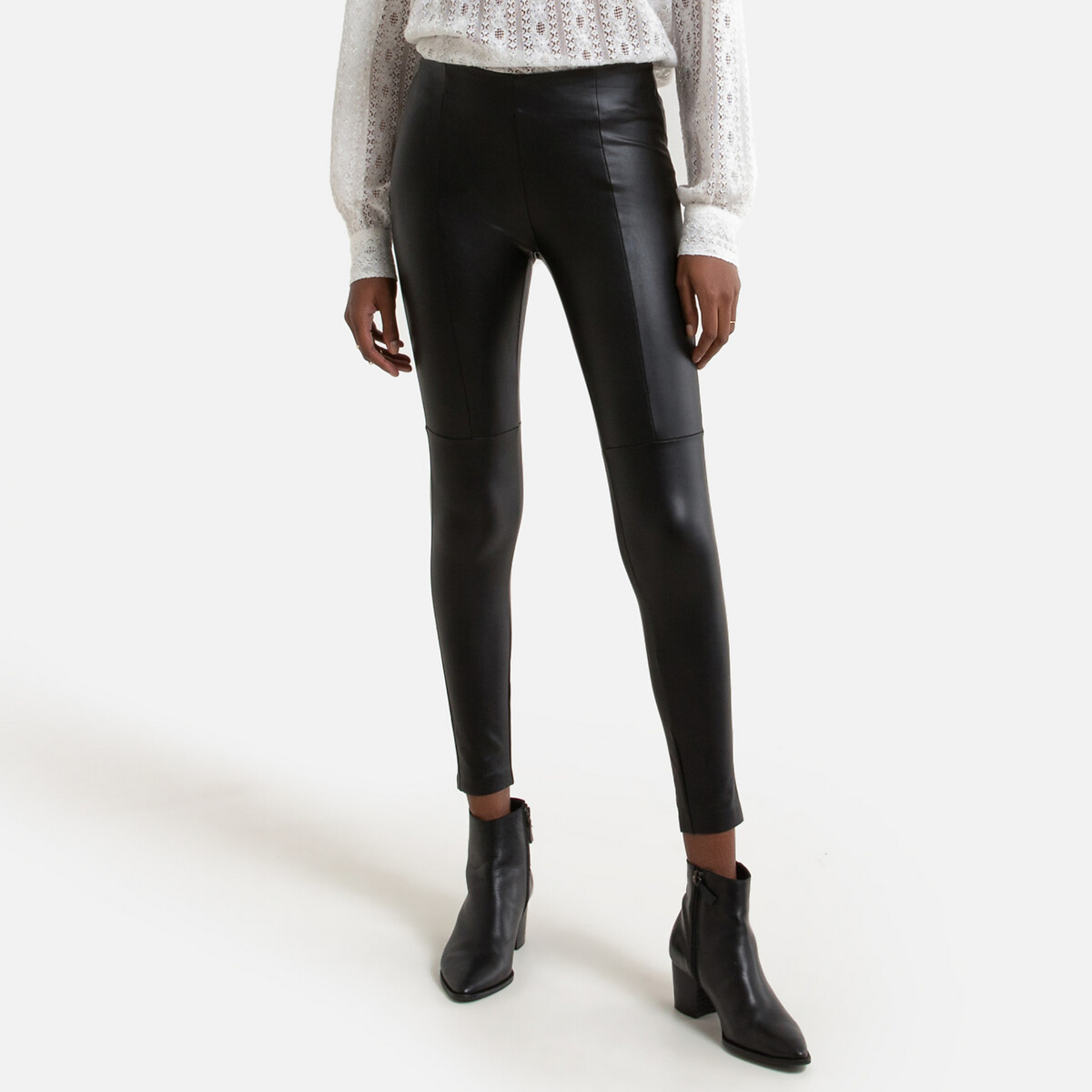 Leggings em imitação pele, comprimento 32