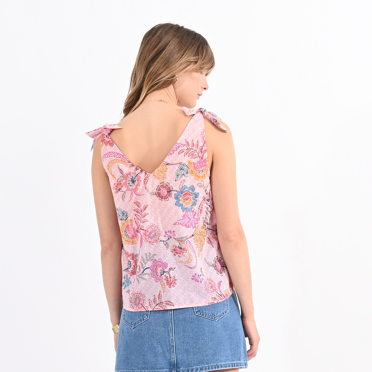 Блузка с цветочным принтом и V-образным вырезом  M розовый LaRedoute, размер M - фото 3