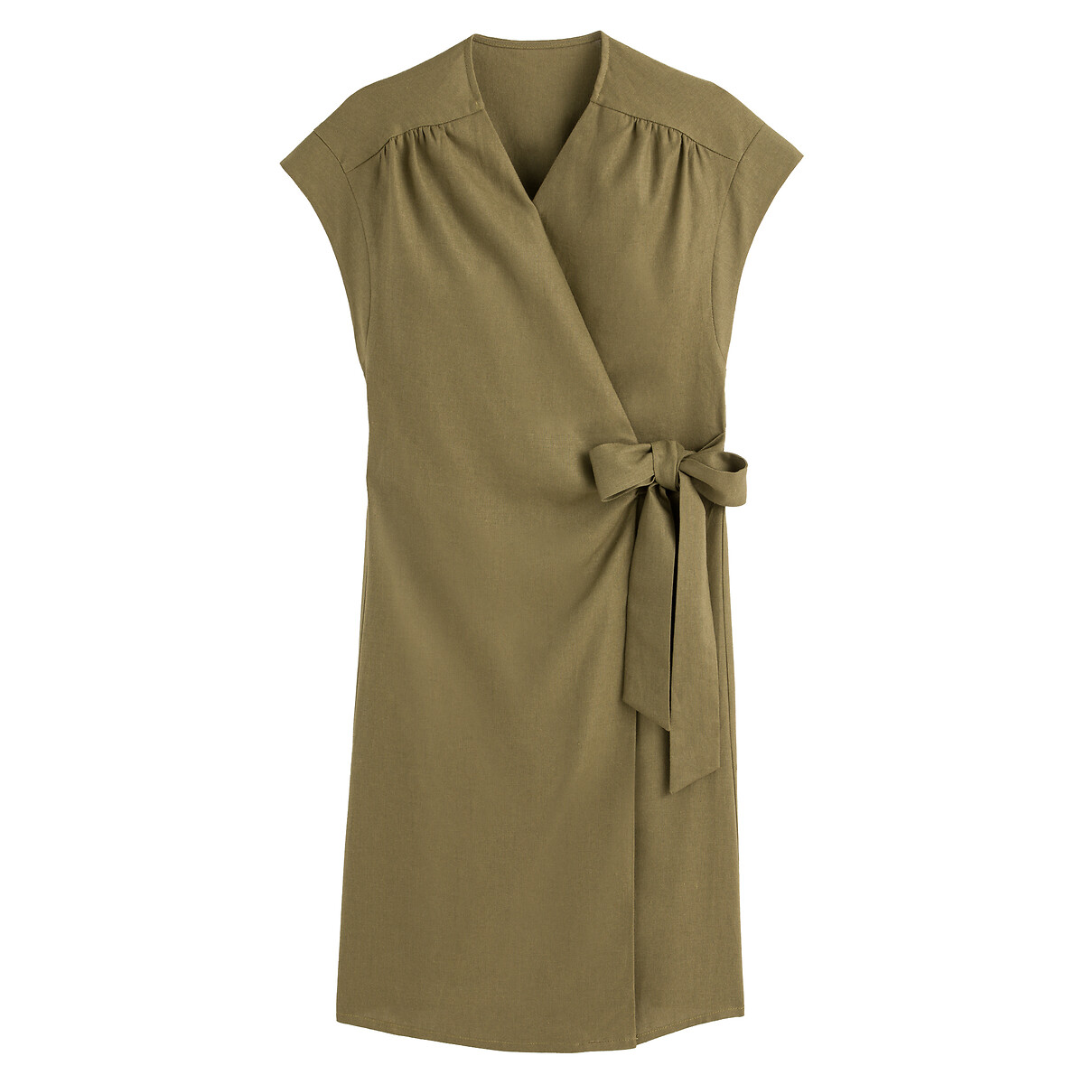 Платье LA REDOUTE COLLECTIONS Короткое с запахом с короткими рукавами 40 зеленый, размер 40 - фото 5