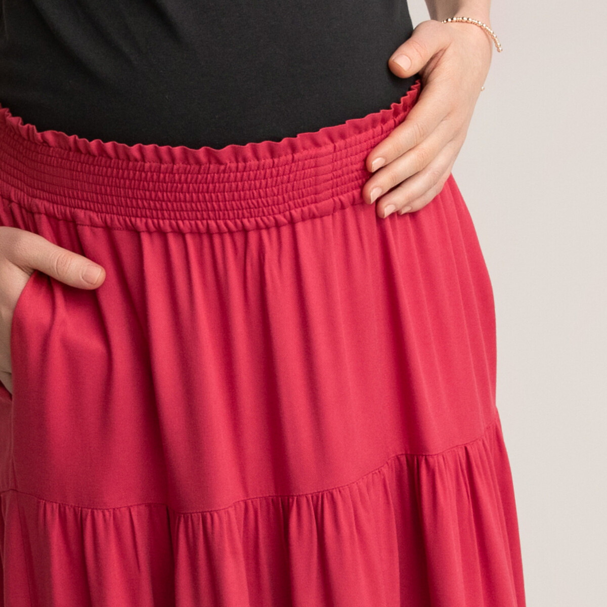 Юбка LaRedoute Для периода беременности длинная с воланом S красный, размер S - фото 3