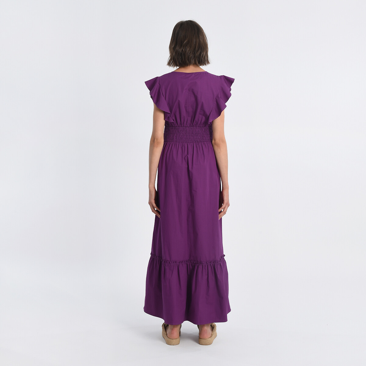 Платье Длинное с короткими рукавами с воланами S розовый LaRedoute, размер S - фото 3