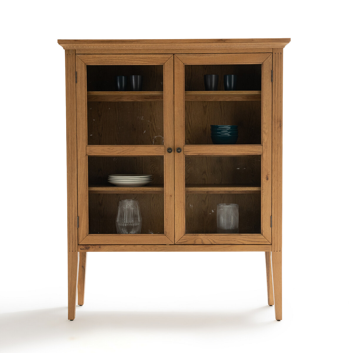 LA REDOUTE INTERIEURS Vitrina de 2 puertas en roble macizo Manon MARRON talla única