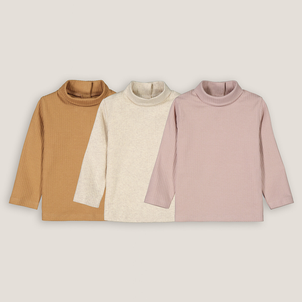 Комплект из трех тонких пуловеров В рубчик 1 год - 74 см разноцветный LaRedoute, размер 1 год - 74 см