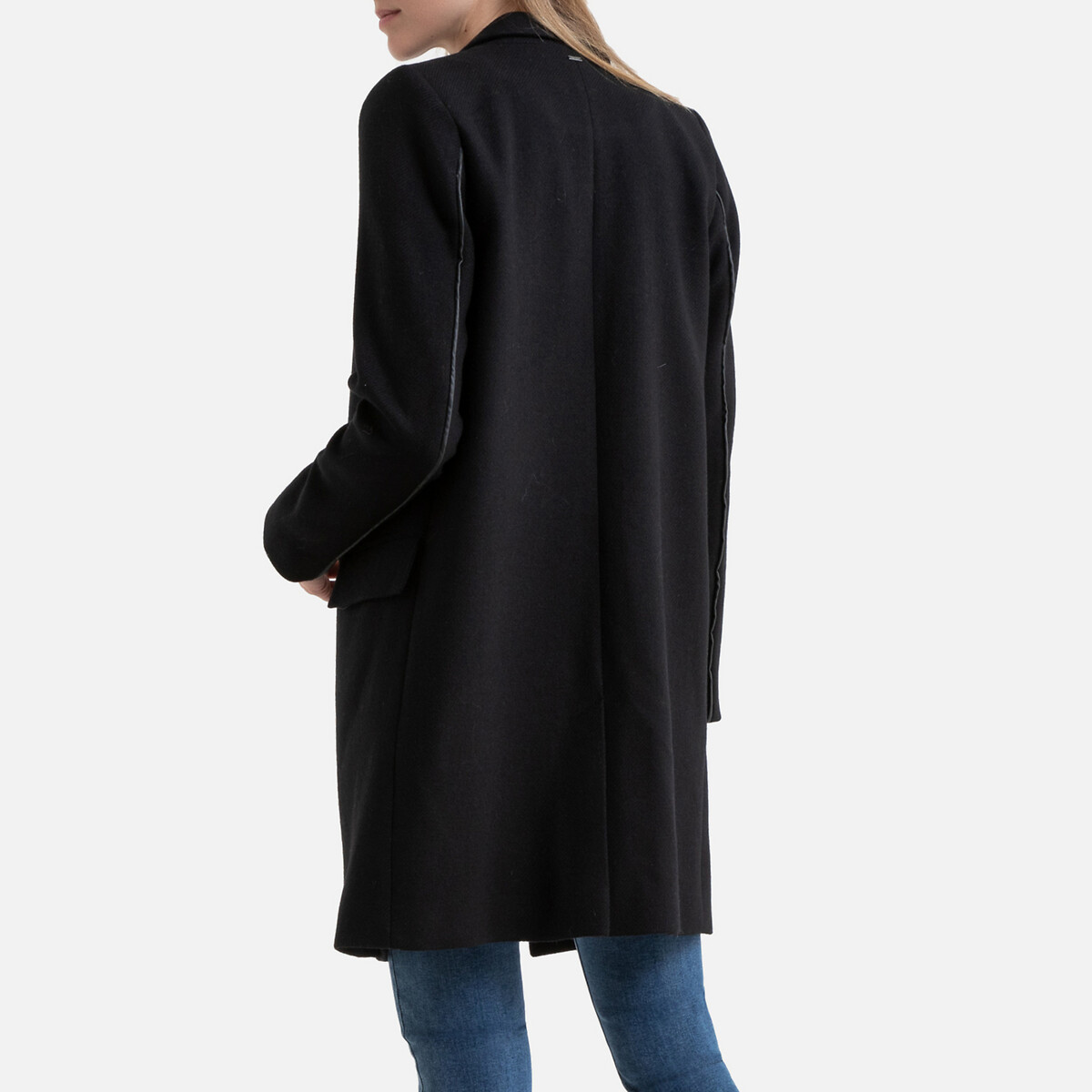 Пальто LaRedoute Средней длины с застежкой на пуговицы M черный, размер M - фото 3