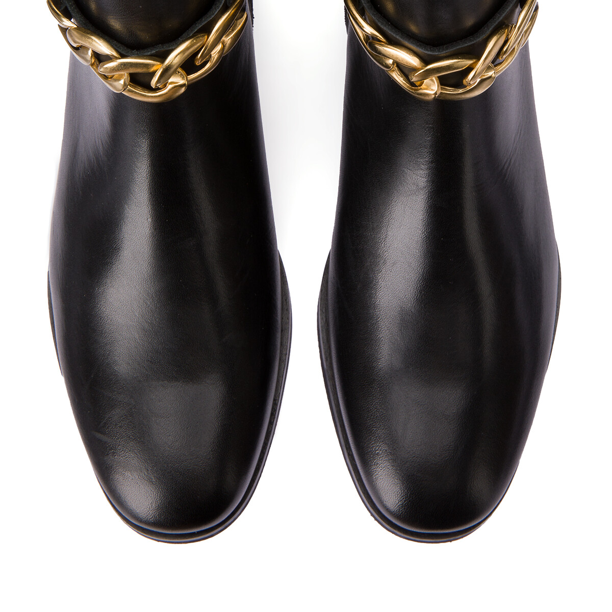 Ботинки LA REDOUTE COLLECTIONS Кожаные на низком каблуке с цепью 37 черный, размер 37 - фото 3
