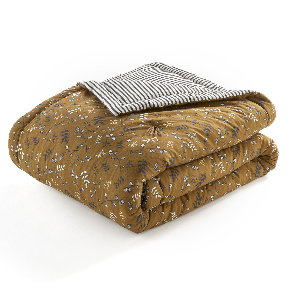 Одеяло LA REDOUTE INTERIEURS Из стираного хлопка Oita 150 x 150 см каштановый, размер 150 x 150 см - фото 3