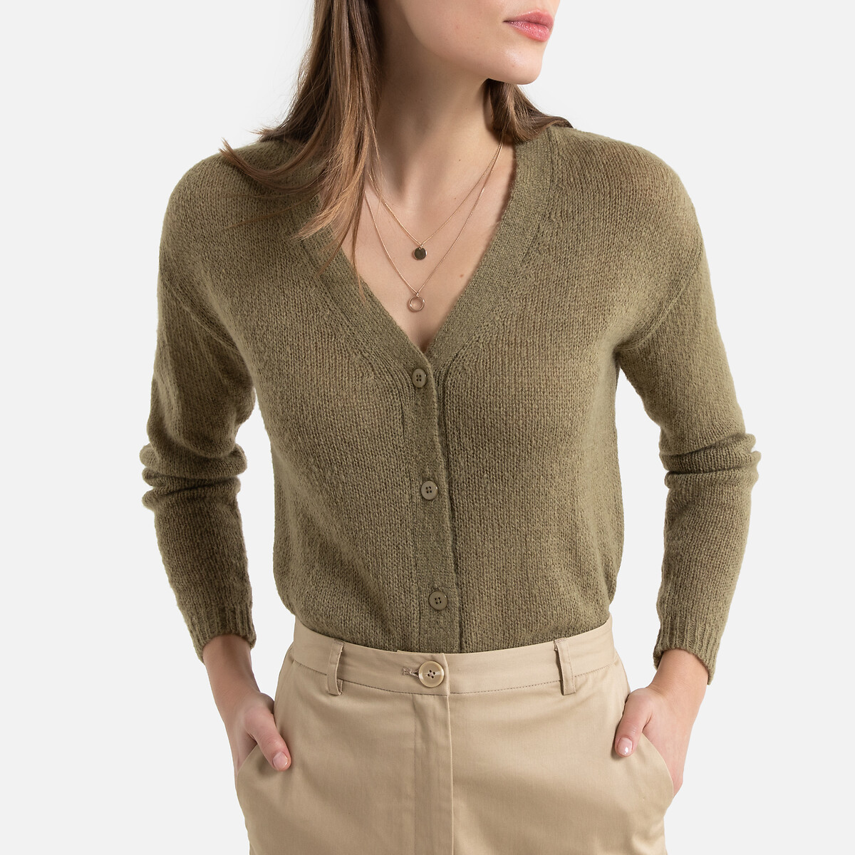 

Кардиган LA REDOUTE COLLECTIONS, Зеленый, Кардиган С v-образным вырезом L зеленый