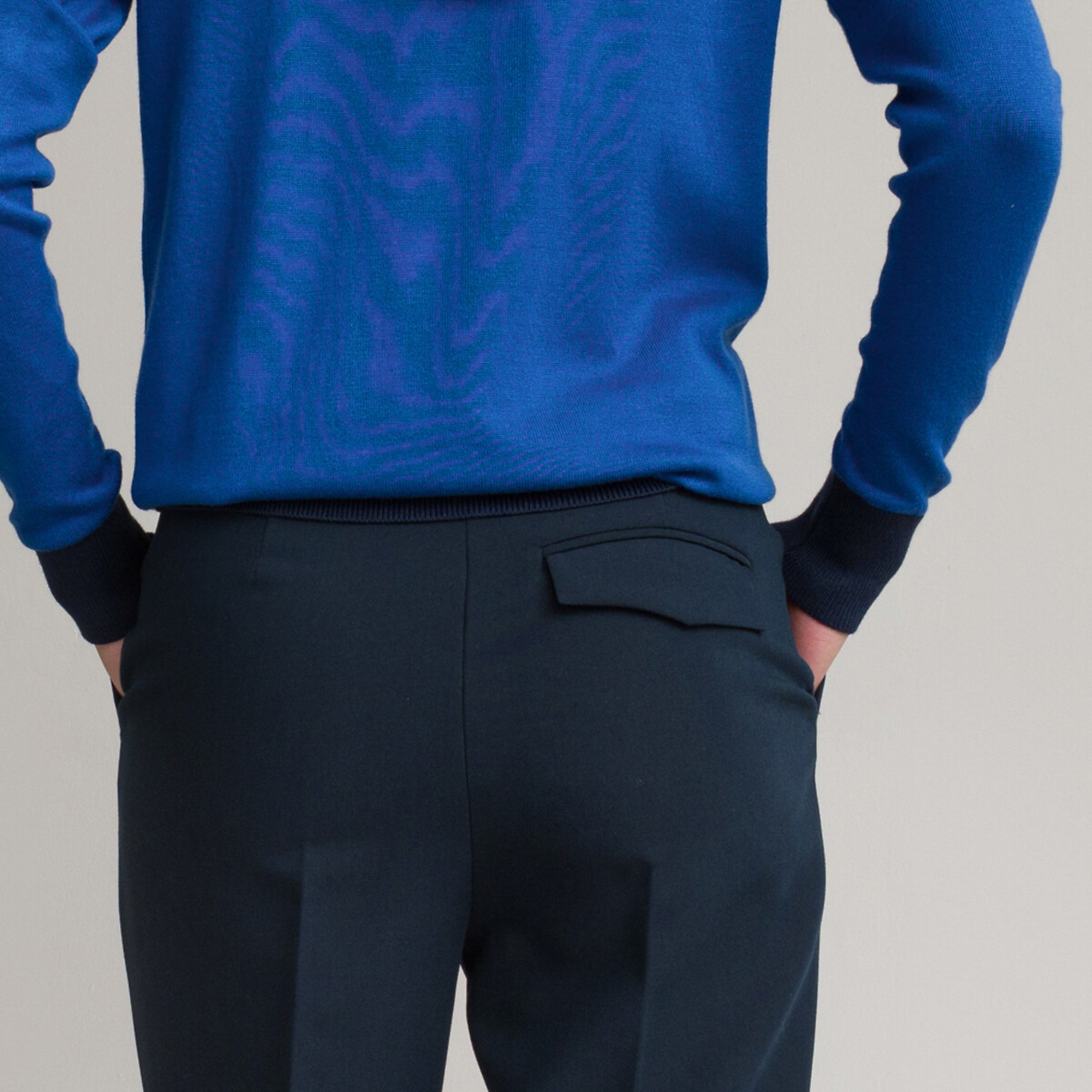 Пуловер Двухцветный с круглым вырезом из тонкого трикотажа S синий LaRedoute, размер S - фото 4