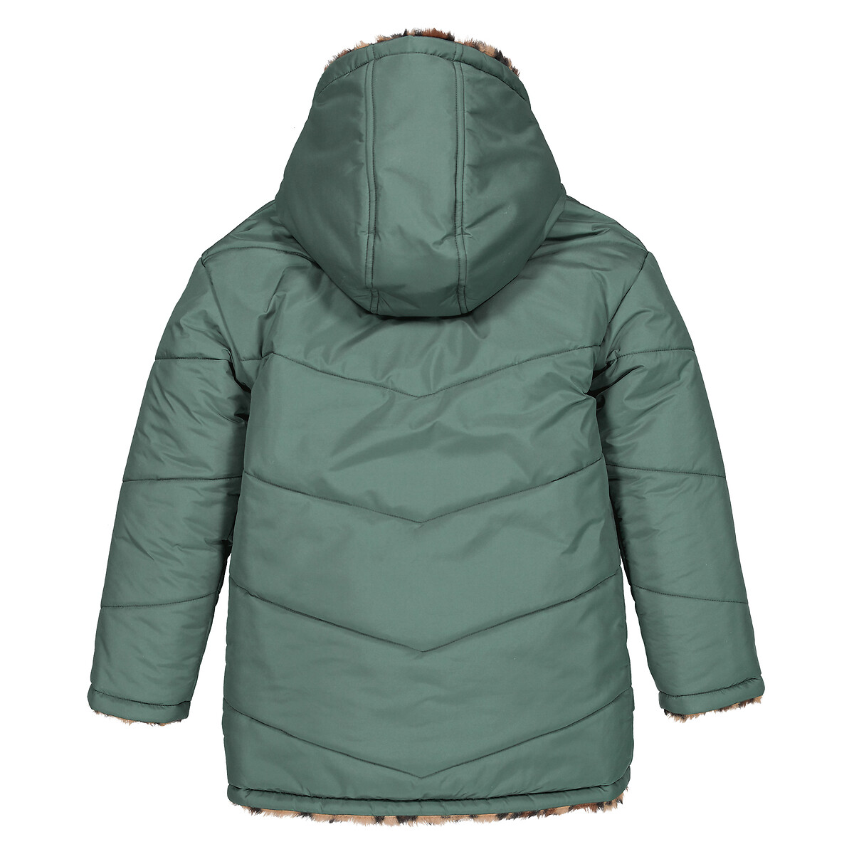 Куртка Стеганая утепленная двухсторонняя с капюшоном 10 лет - 138 см зеленый LaRedoute, размер 10 лет - 138 см - фото 4
