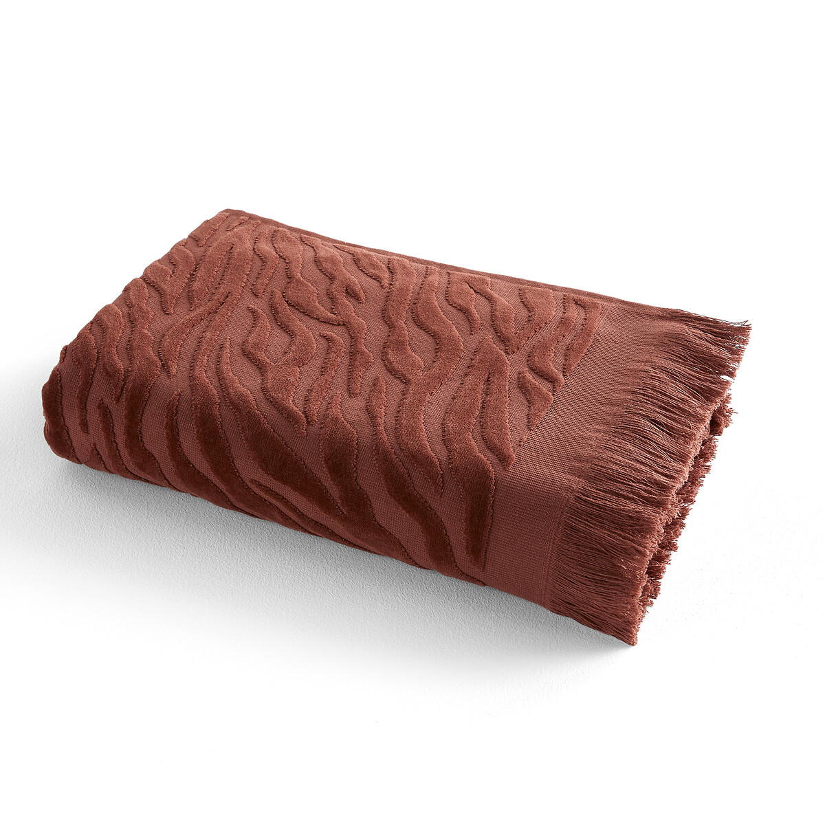 Полотенце банное макси из махровой резной ткани 480 г Radja  100 x 150 см красный LaRedoute, размер 100 x 150 см