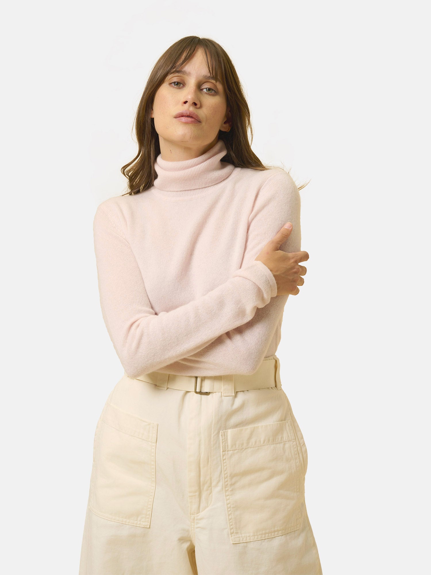 Pull Col Roulé Poudre Ava, JUST CASHMERE