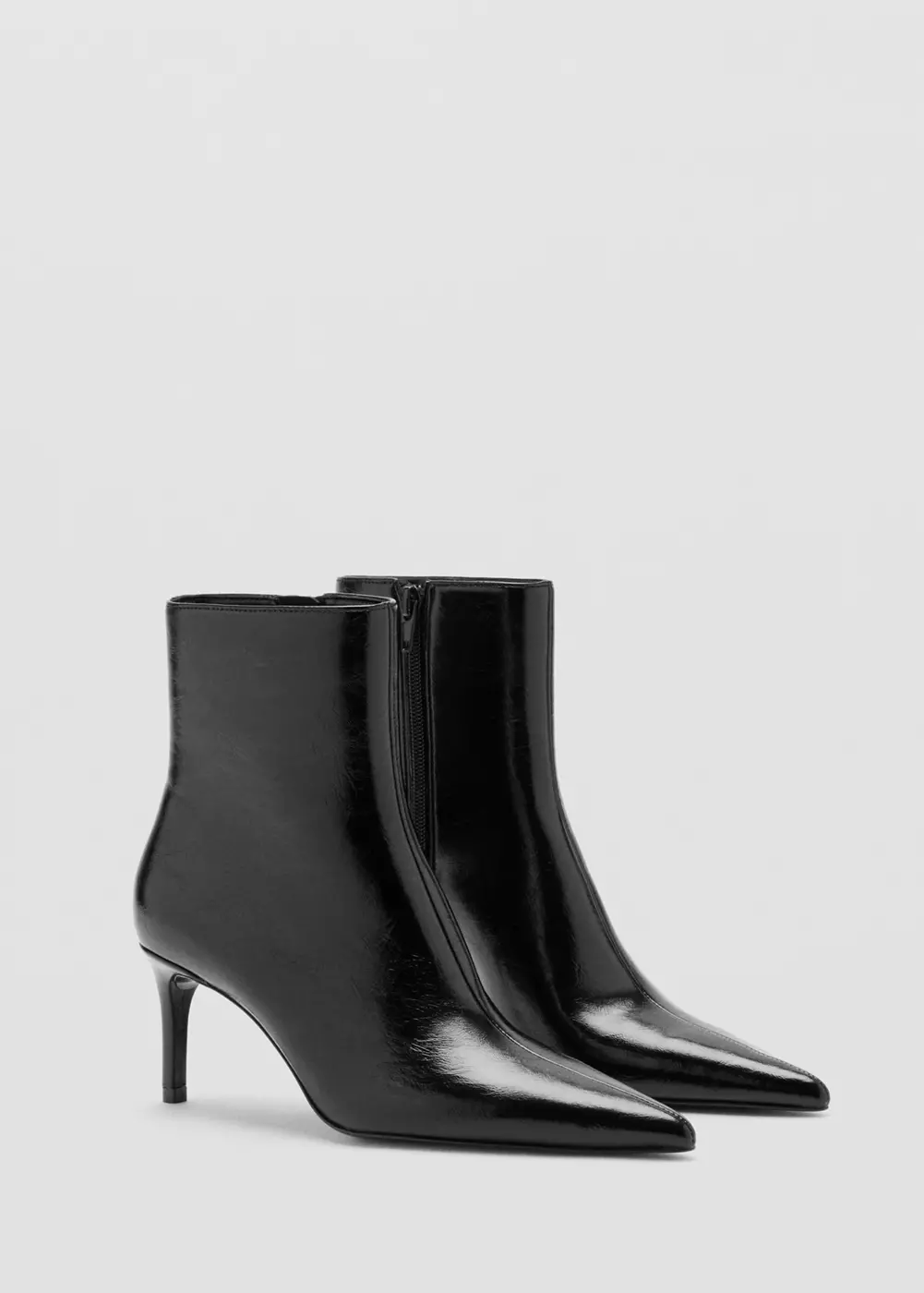 Bottines à talon pointu, finition brillante, MANGO