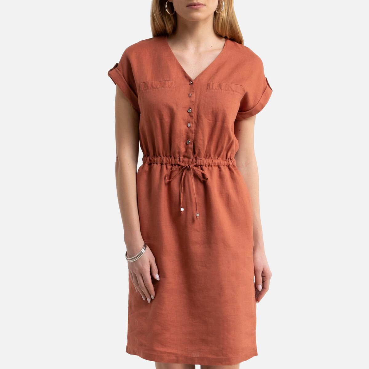 long linen shift dress