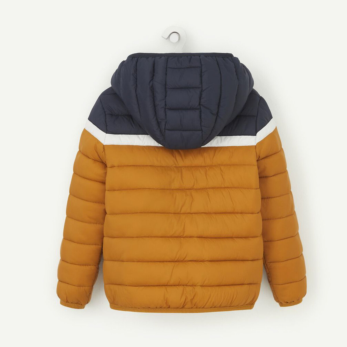 Tricolour hooded padded jacket , brown + navy, Tape A L'oeil | La Redoute