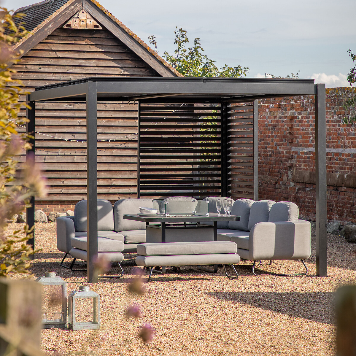 Dorney Slatted Metal Pergola (3m X 4m), SO'HOME