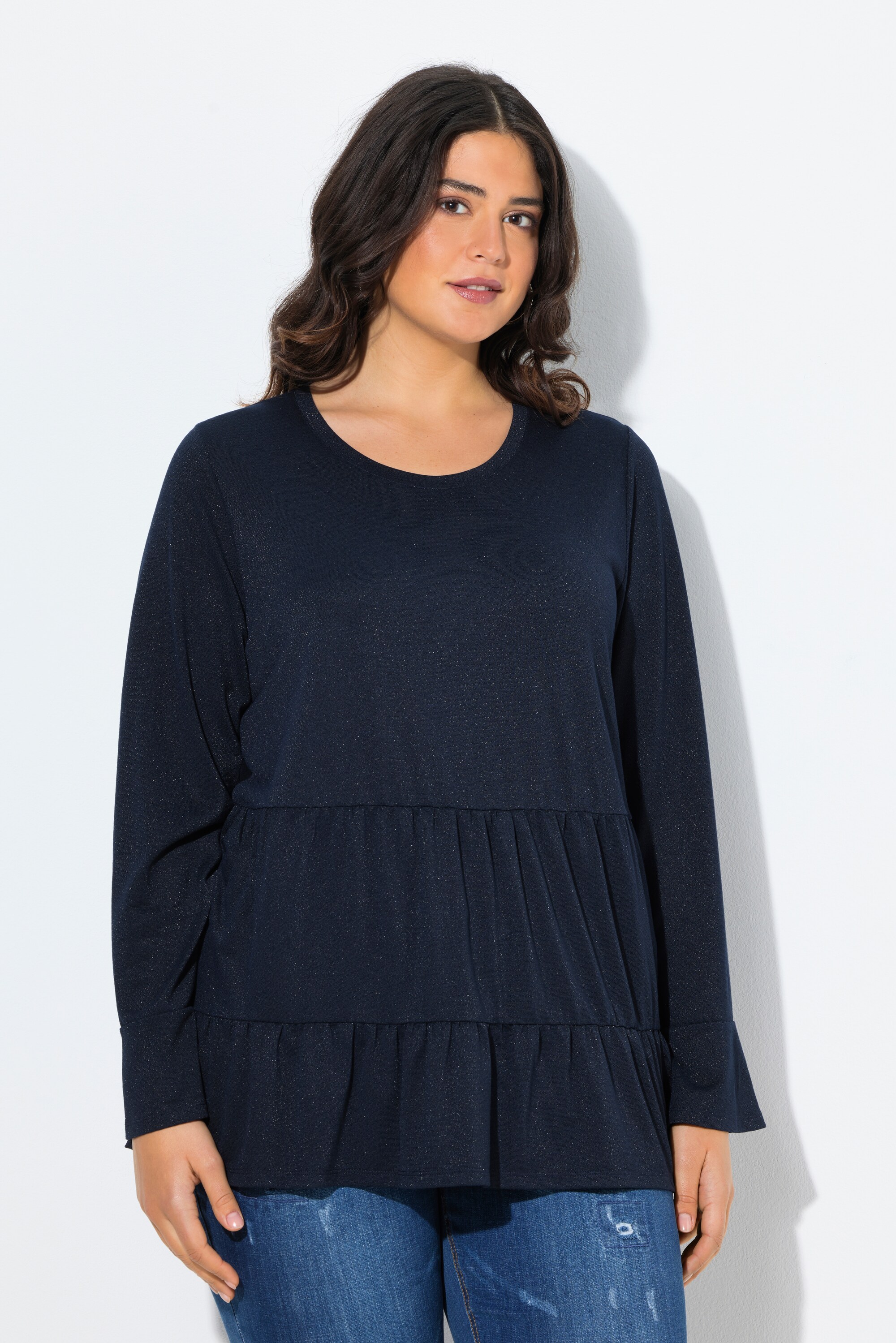 T-shirt à volants, tissu scintillant, ULLA POPKEN