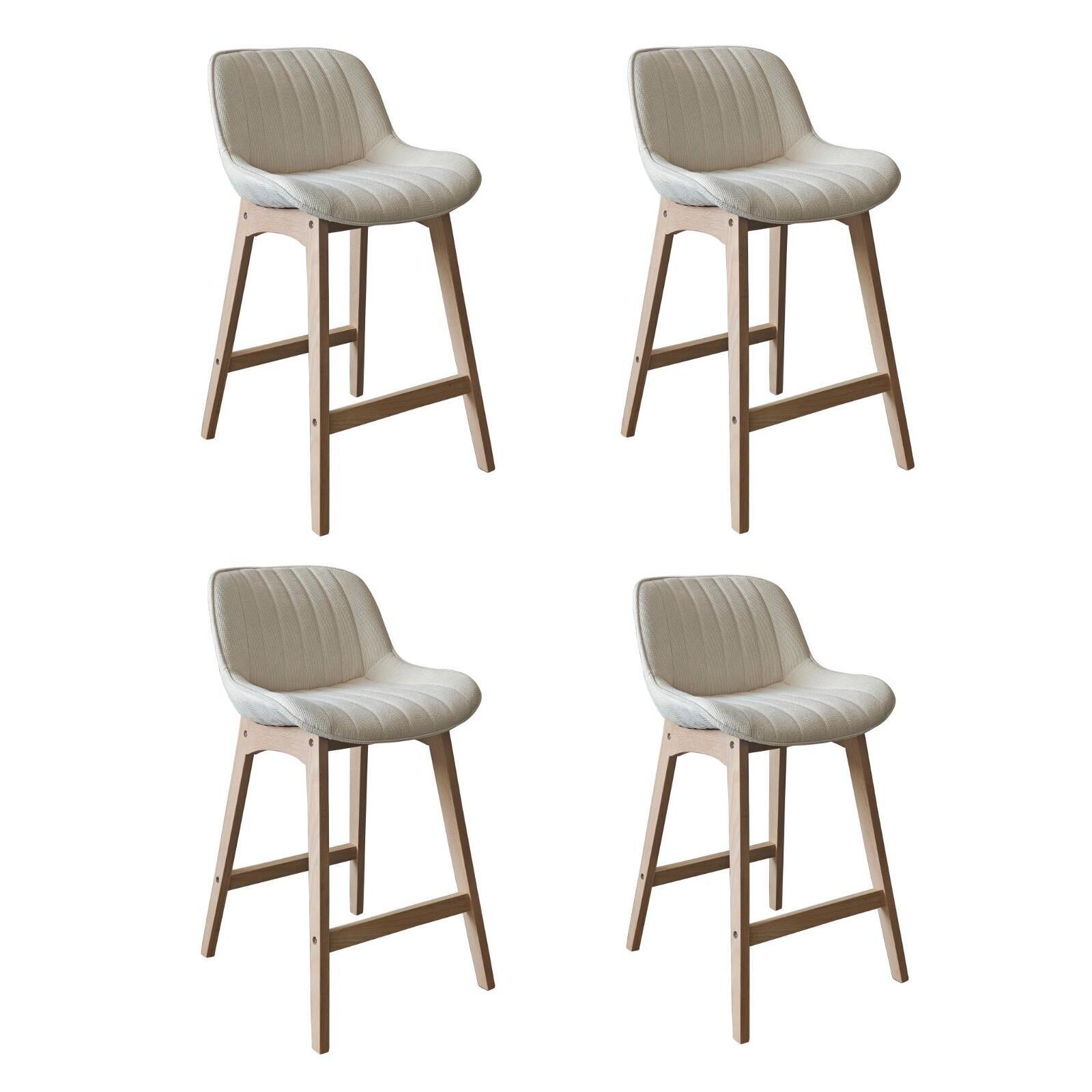 Lot de chaises de bar en chêne et tissu velours côtelé H65cm NORDEN, MOB IN