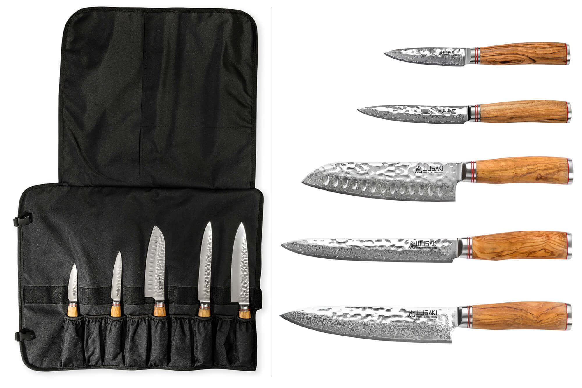 Trousse de chef 5 couteaux de cuisine Damas VG10, WUSAKI