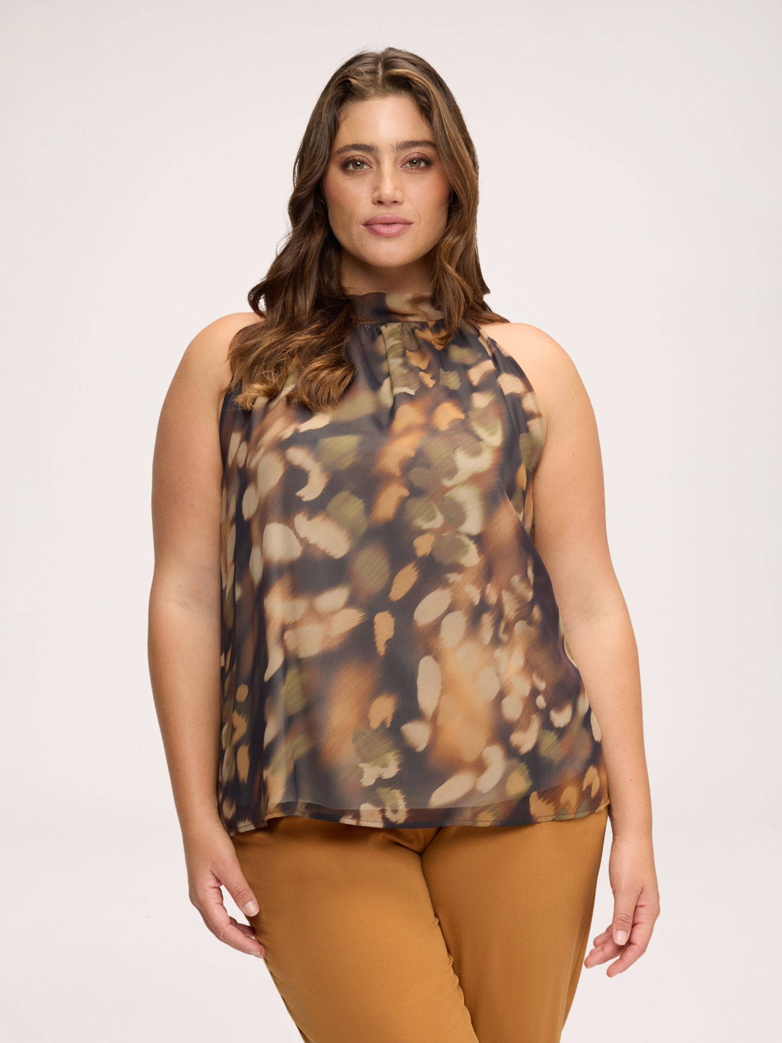 Blouse à imprimé all over avec col mao, FIORELLA RUBINO
