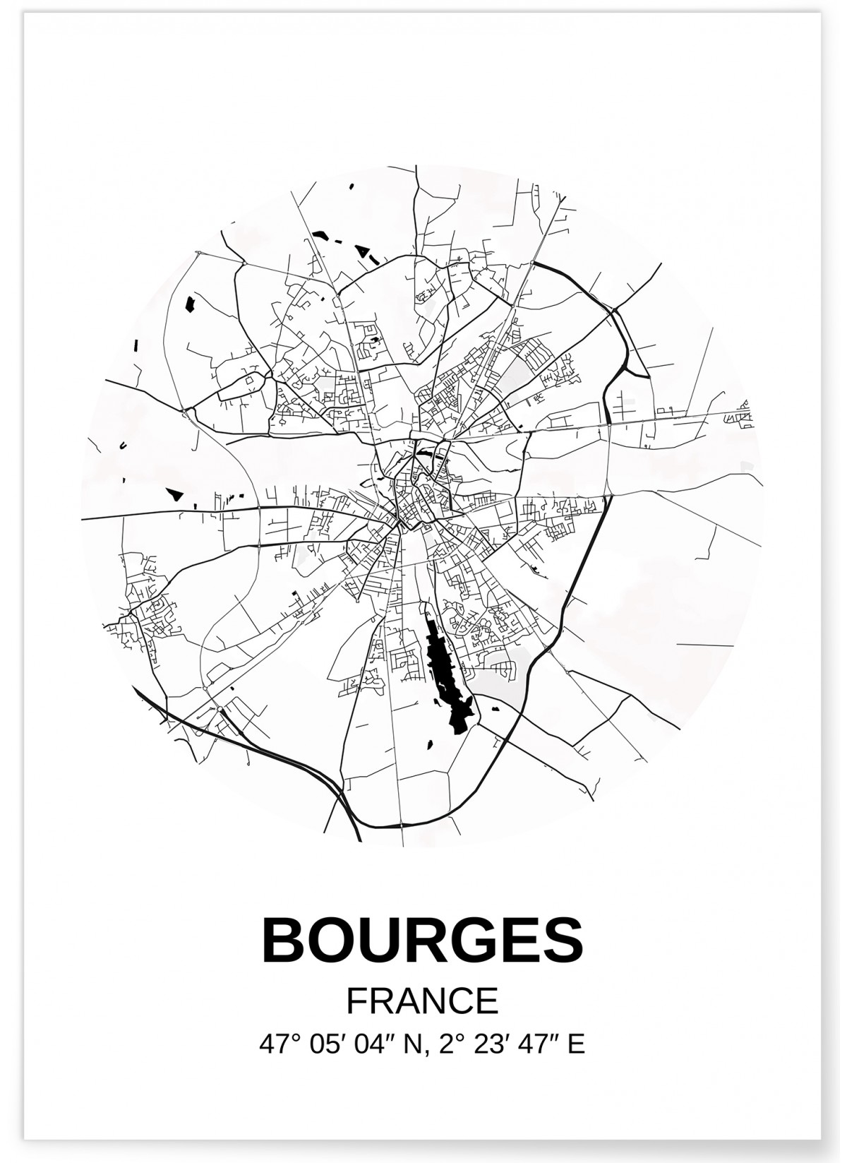 Affiche Carte Bourges, L'AFFICHERIE