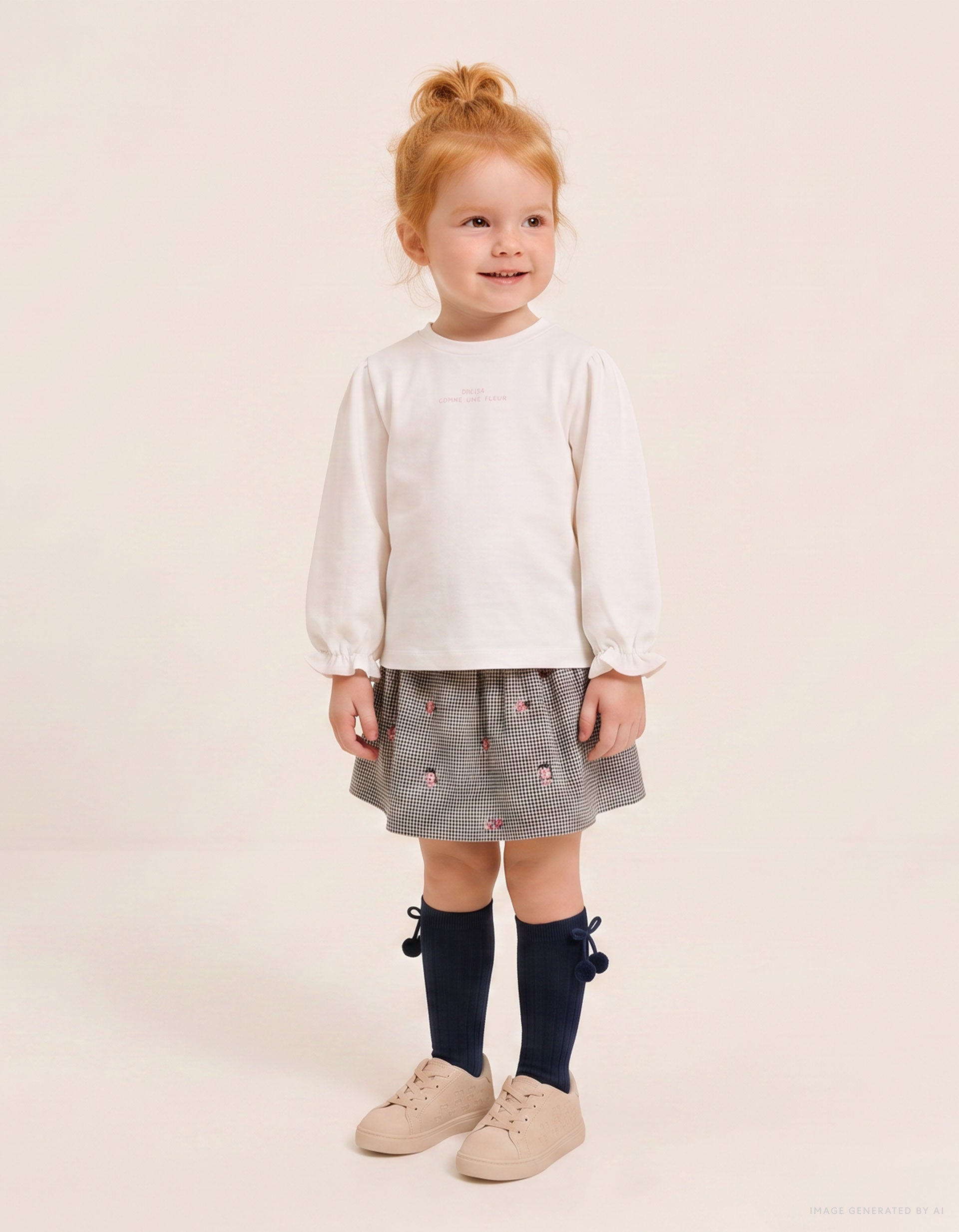 Sweat et jupe-short à carreaux Vichy en coton, ZIPPY