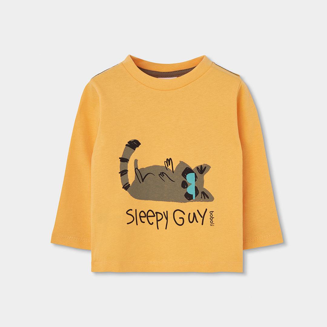 T-shirt garçon en maille imprimé chat, BOBOLI