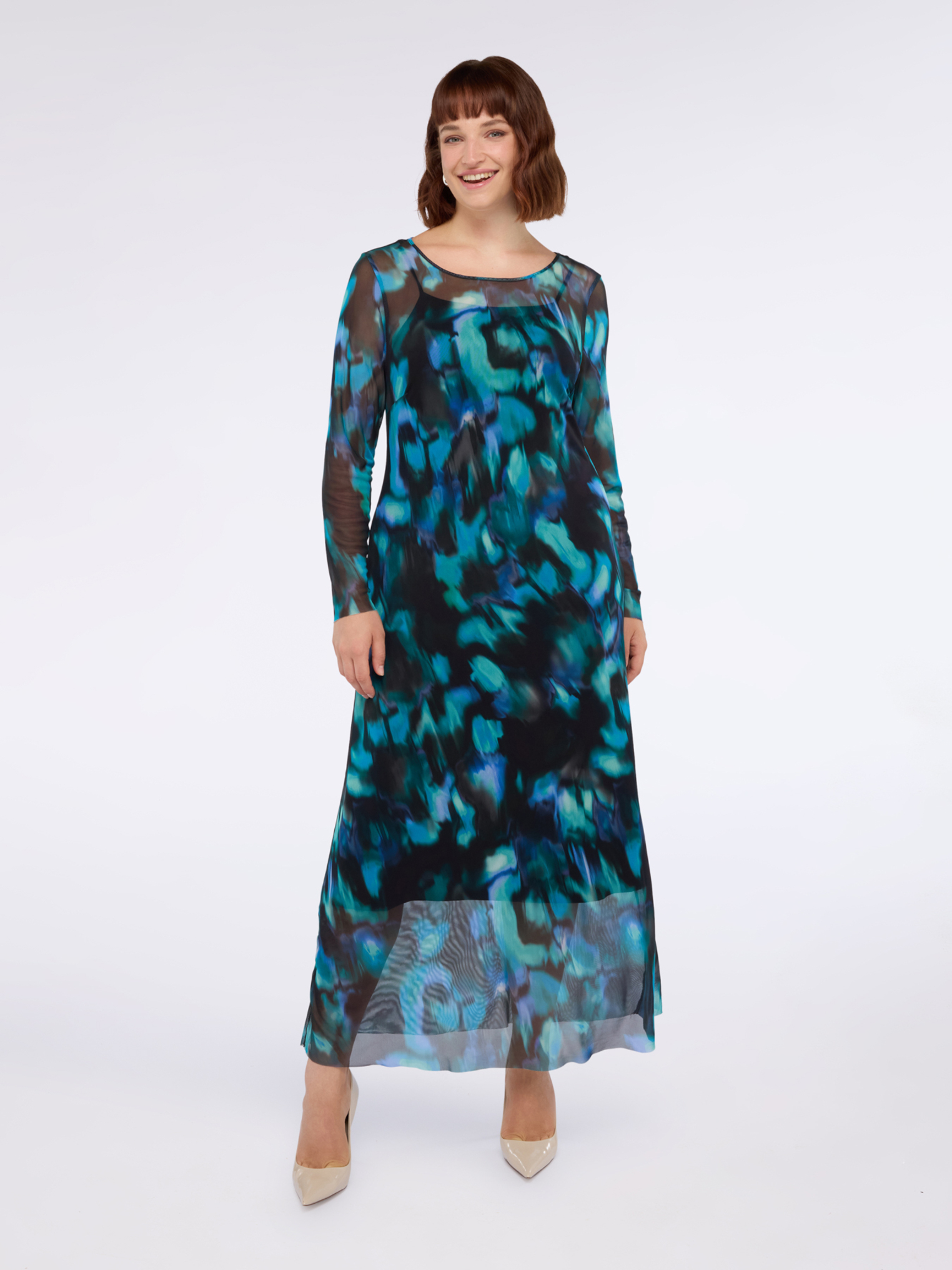 Robe longue en tulle avec imprimé dégradé, FIORELLA RUBINO