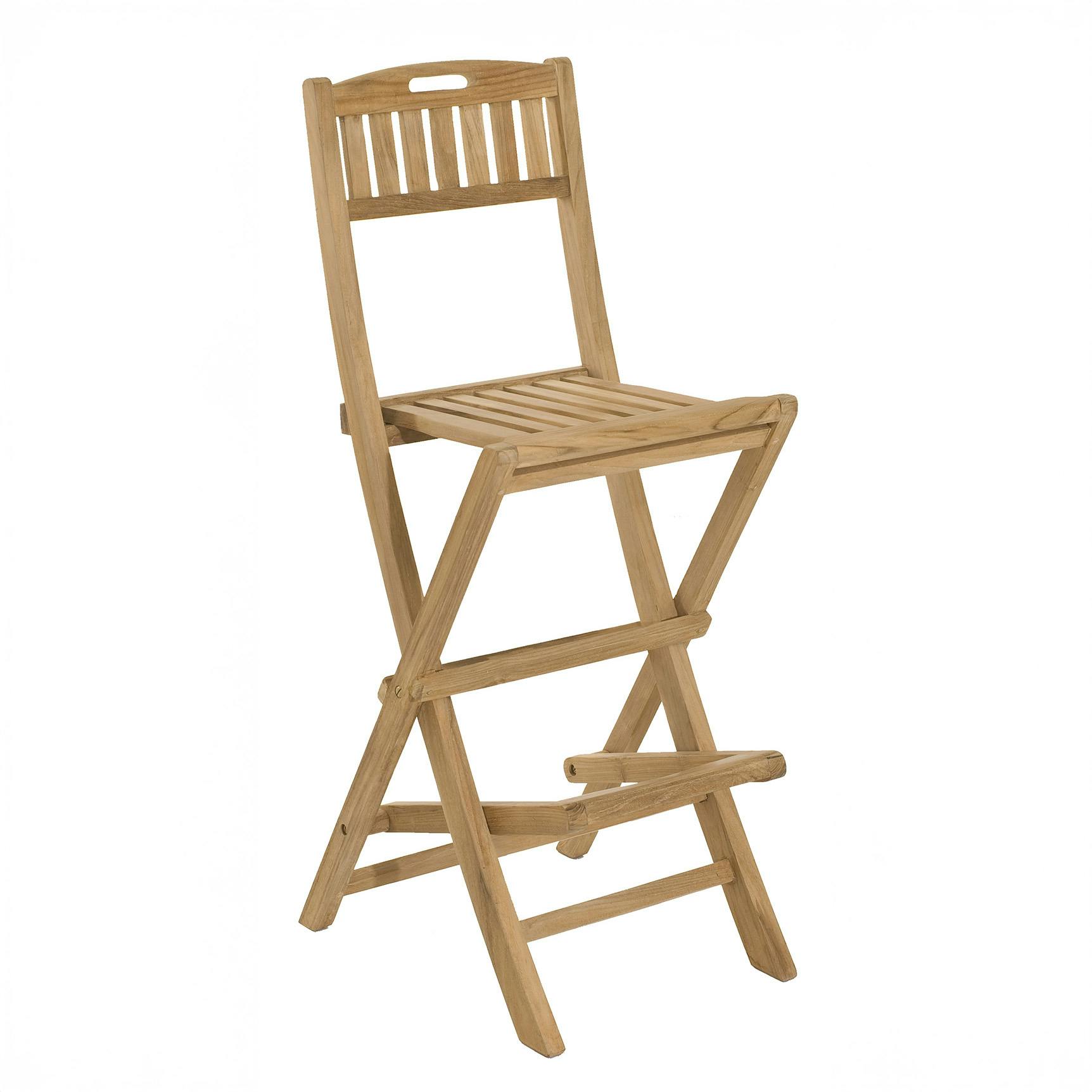Chaise de bar de jardin pliante en bois de teck massif SUMMER, PIER IMPORT