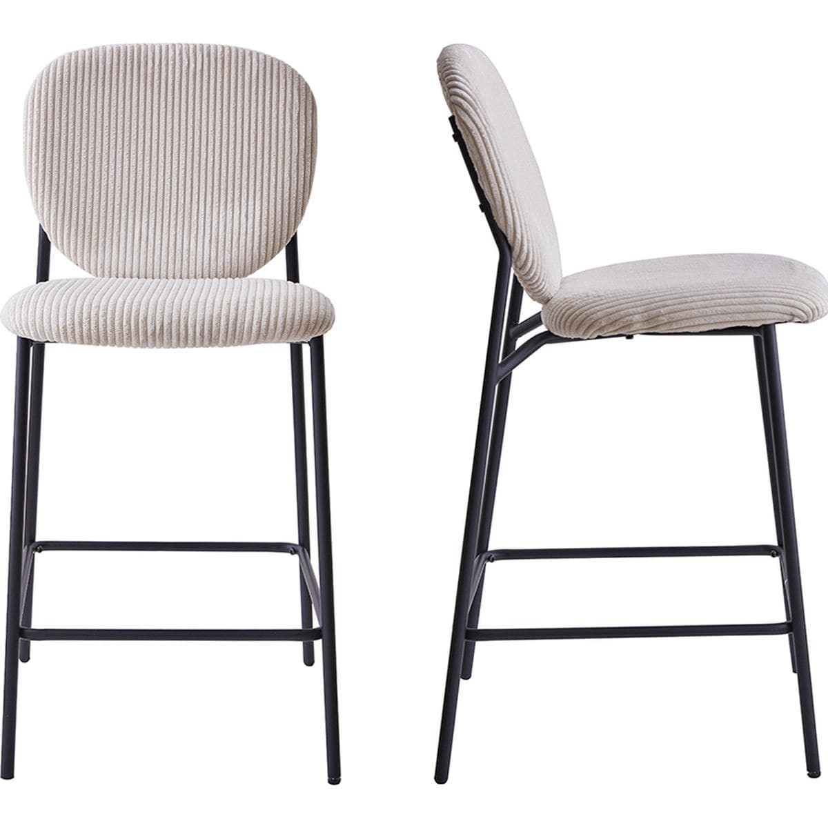 Lot de 2 tabourets de bar en velours côtelé - BETTY, HOMIFAB