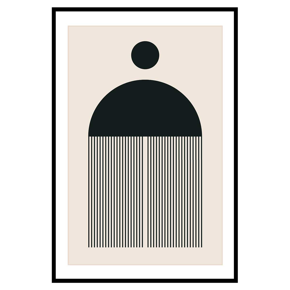 Affiche encadrée minimaliste arche graphique noire, HEXOA
