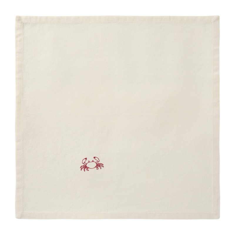 Serviette de table broderie crabe coton ATLANTIS, IB LAURSEN